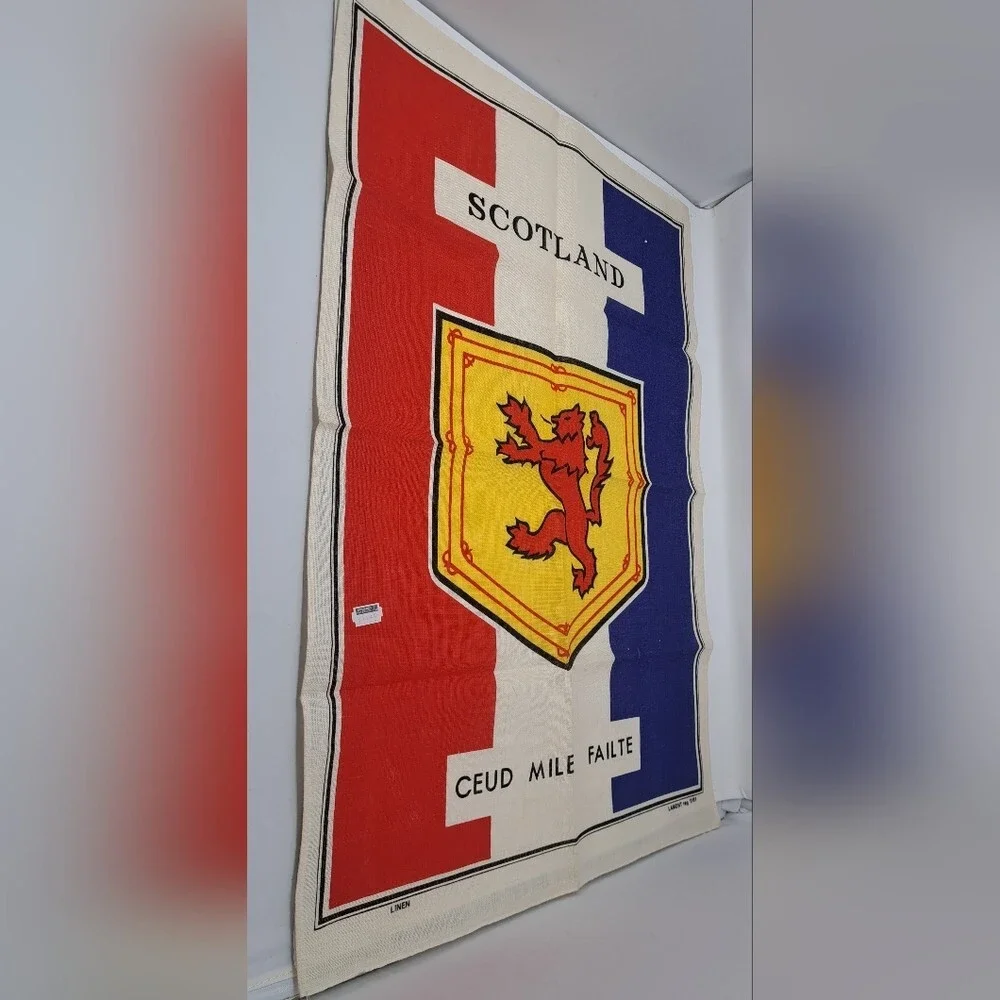 Ulsters Weavers Irish Linen Tea Towel Vintage Scotland Flag Lion Shield 29.5